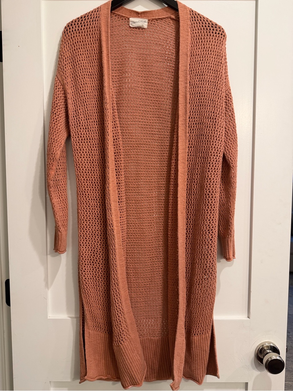 Universal Thread Open-Weave Long Cardigan in Dusty Rose, Women’s Medium
